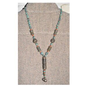 Vintage Silver and Beaded Tribal Necklace!